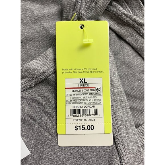 All In Motion Seamless Core Tank Heathered Gray Sleeveless Activewear Size XL - Picture 5 of 8